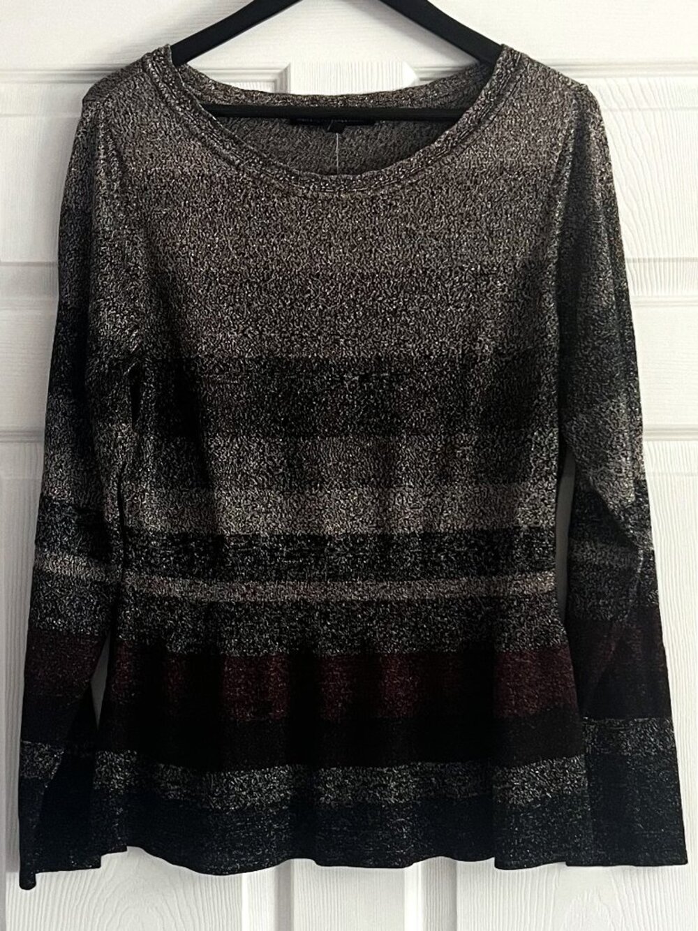 White House Black Market Metallic Ombre Striped Peplum Sweater XL NWT $89